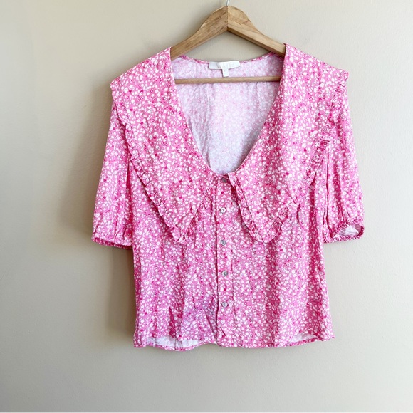 WAYF Amie Button Up Blouse Cherise Ditsy Floral XS cottagecore prairie - Picture 3 of 11
